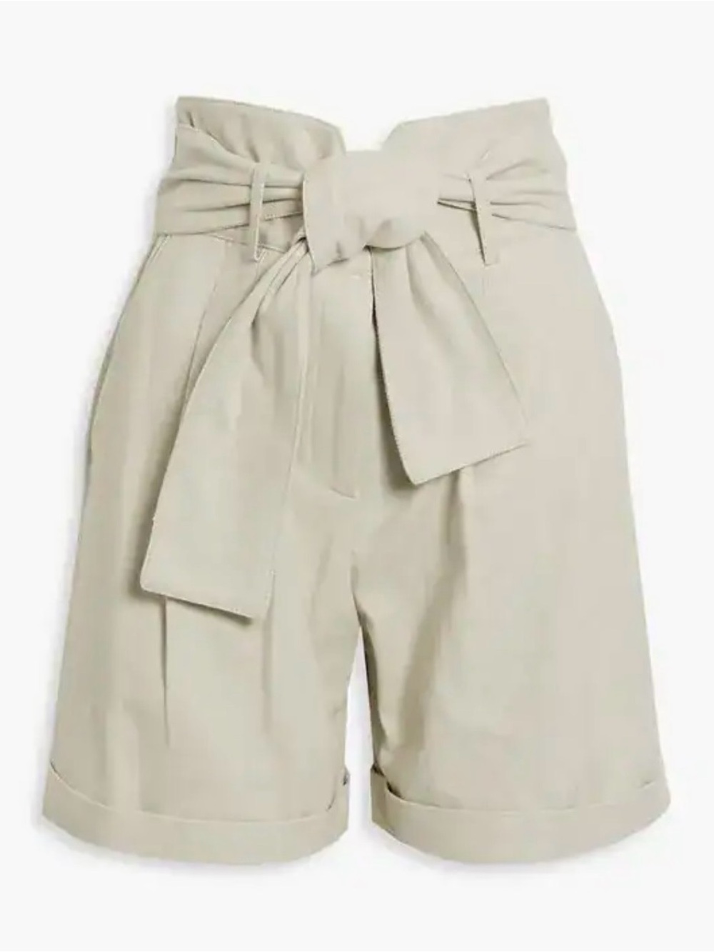 NWOT IRO Paris MAYNARD PAPERBAG LONG HEM SHORTS IN BEIGE SZ FR 40 / US 8
